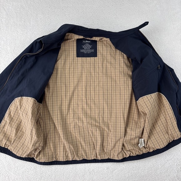 LL BEAN Mens Full-Zip Casual Jacket Large Navy Blue Hand Pockets Classic Preppy - Picture 8 of 13